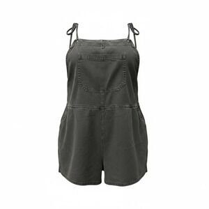 Billabong Overalls Romper Women's M Black Gray Jumpsuit Tie Strap Pocket